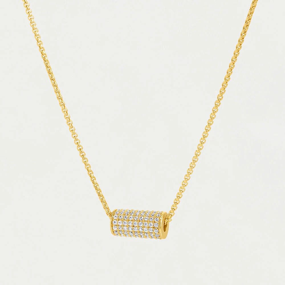 Sticks and Steel Gold Petite Pave Mini Tube Necklace