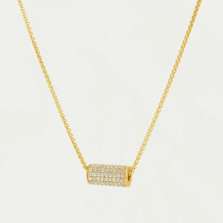Sticks and Steel Gold Petite Pave Mini Tube Necklace