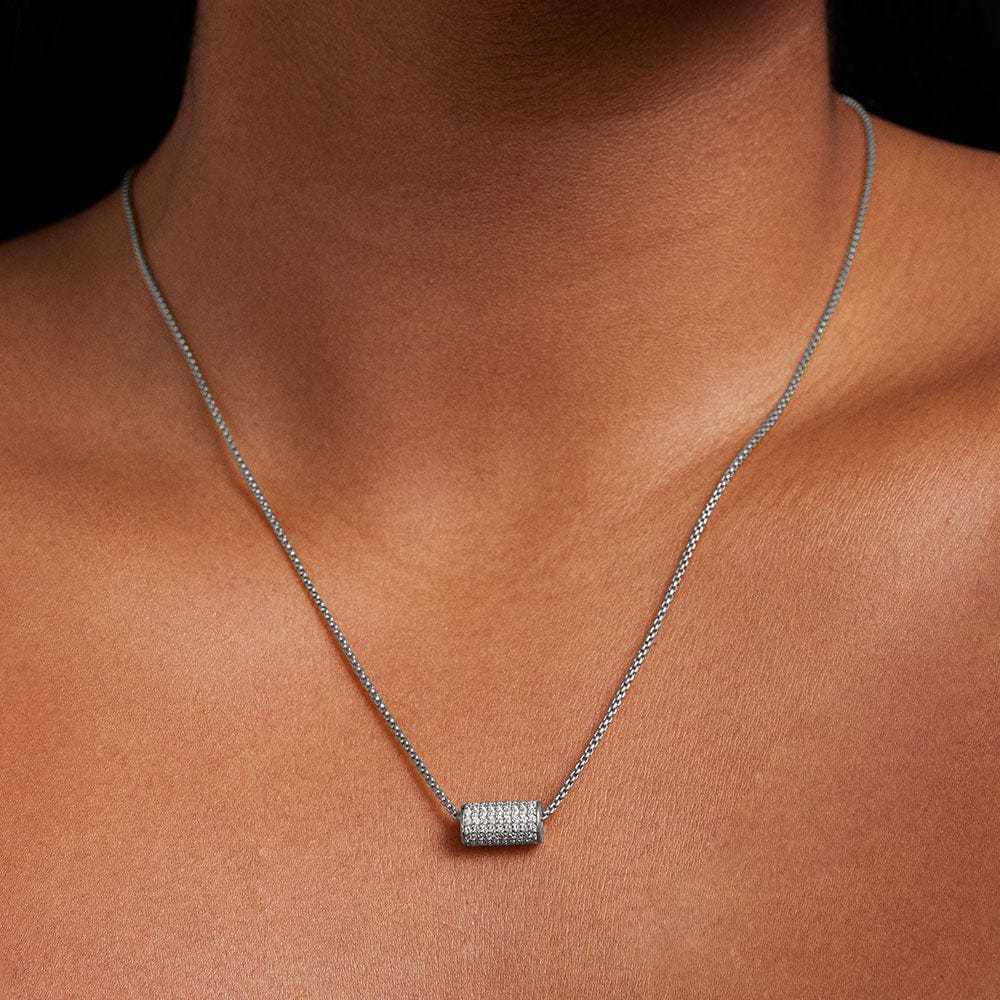 Sticks and Steel Petite Pave Mini Tube Necklace