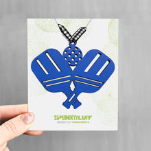 Load image into Gallery viewer, Spunky Fluff Proudly handmade in South Dakota, USA Cobalt Pickleball Paddles Ornament, Pickleball Lover Ornament
