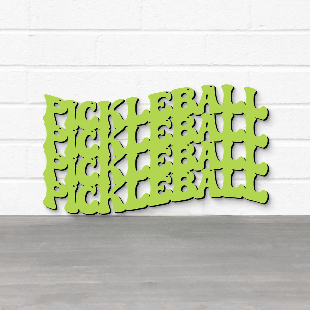 Spunky Fluff Proudly handmade in South Dakota, USA Small / Pear Green Pickleball Wavy Retro Groovy Wall Art