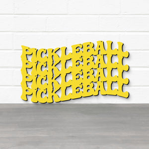 Spunky Fluff Proudly handmade in South Dakota, USA Small / Yellow Pickleball Wavy Retro Groovy Wall Art