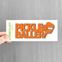 Load image into Gallery viewer, Spunky Fluff Orange Pickleballer Stacked Tiny Word Magnet, Funny Pickleball Magnet
