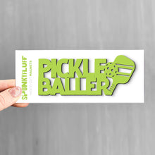 Load image into Gallery viewer, Spunky Fluff Pear Pickleballer Stacked Tiny Word Magnet, Funny Pickleball Magnet
