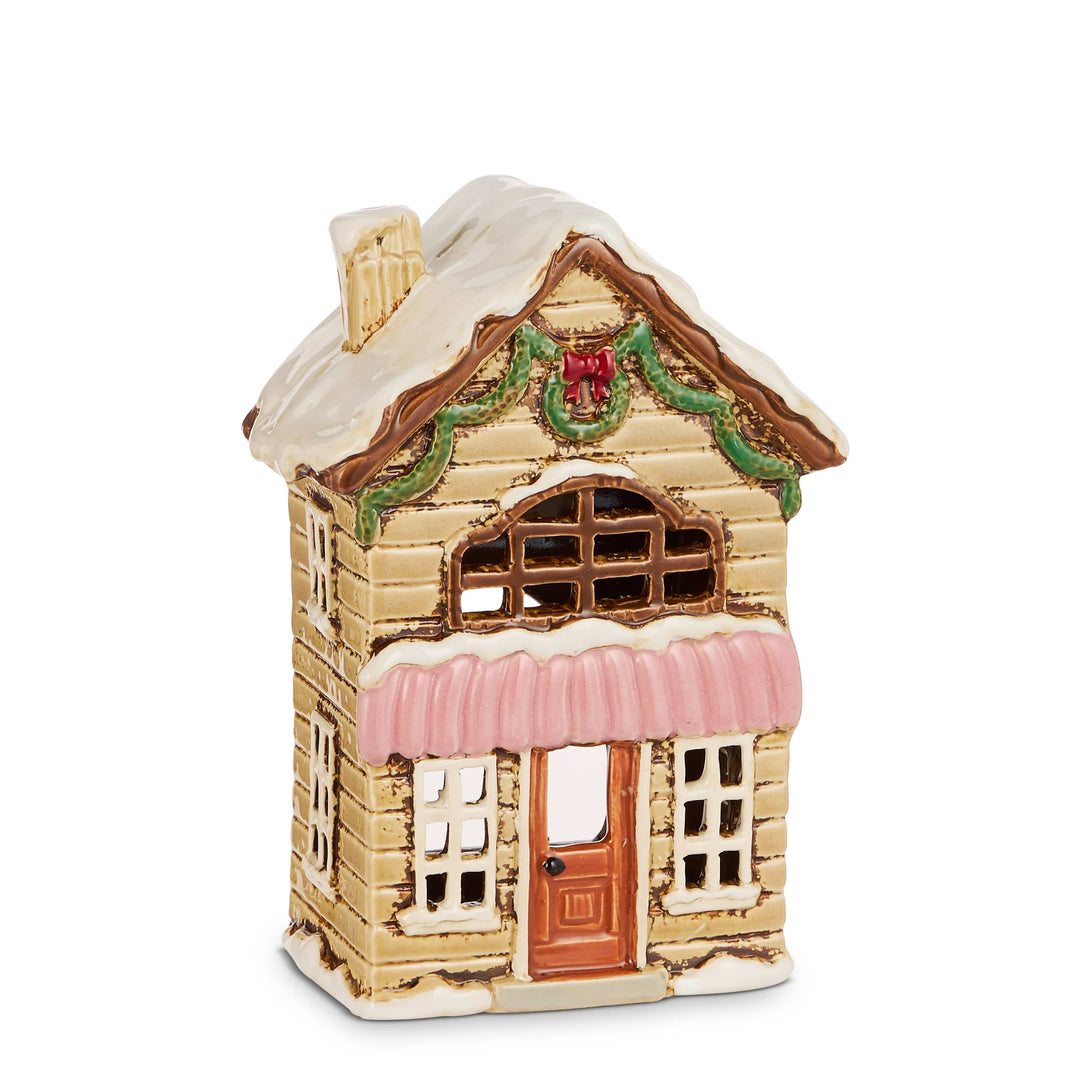 Raz Imports Inc Christmas Decor Pink Awning Ceramic Christmas House – 8″