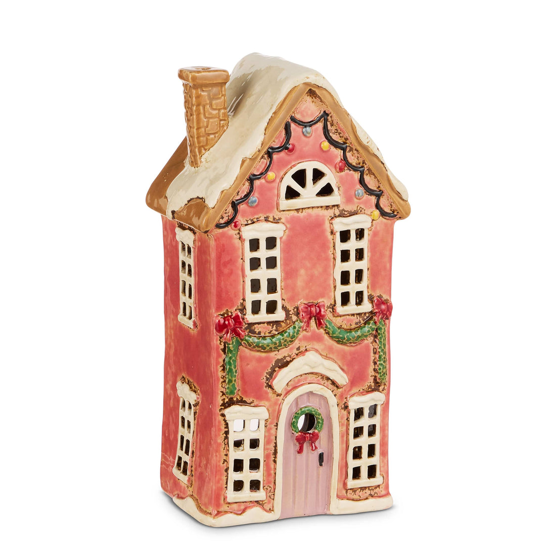 Raz Imports Inc Christmas Decor Pink Ceramic Christmas House – 9.25″