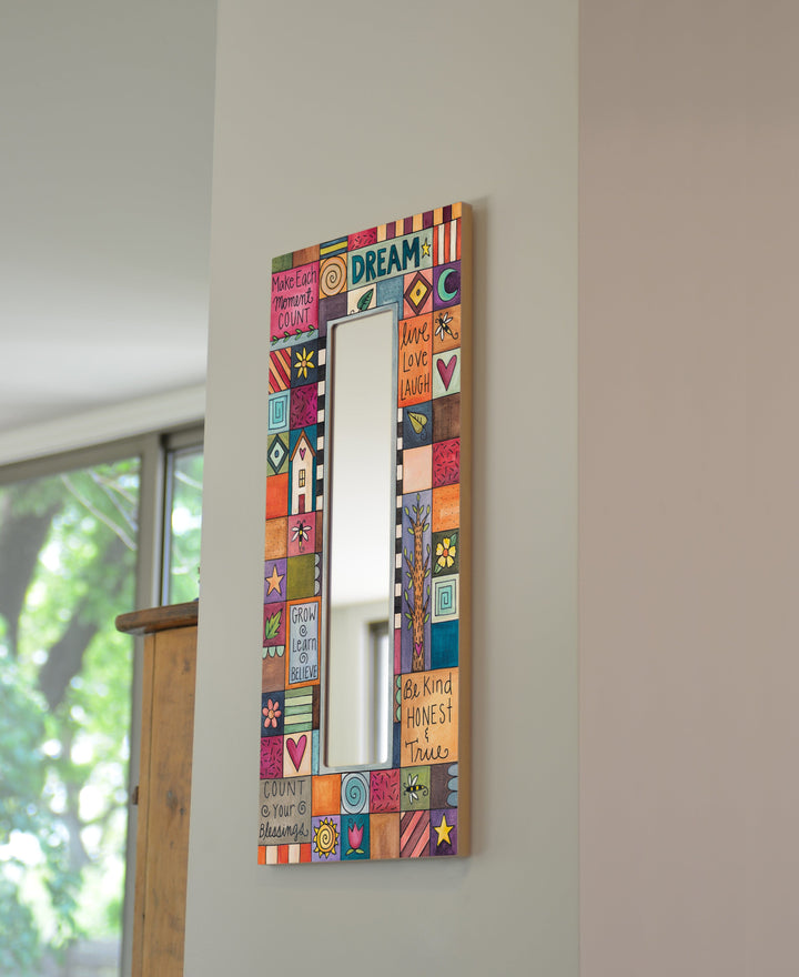 Sincerely Sticks Wall Mirrors Playful Patchwork 12" x 28" Mirror | Sincerely Sticks