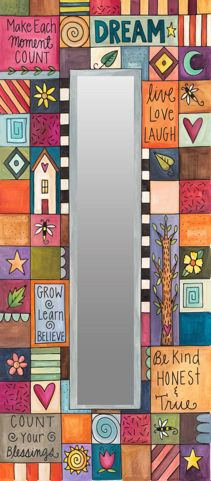 Sincerely Sticks Wall Mirrors Playful Patchwork 12" x 28" Mirror | Sincerely Sticks