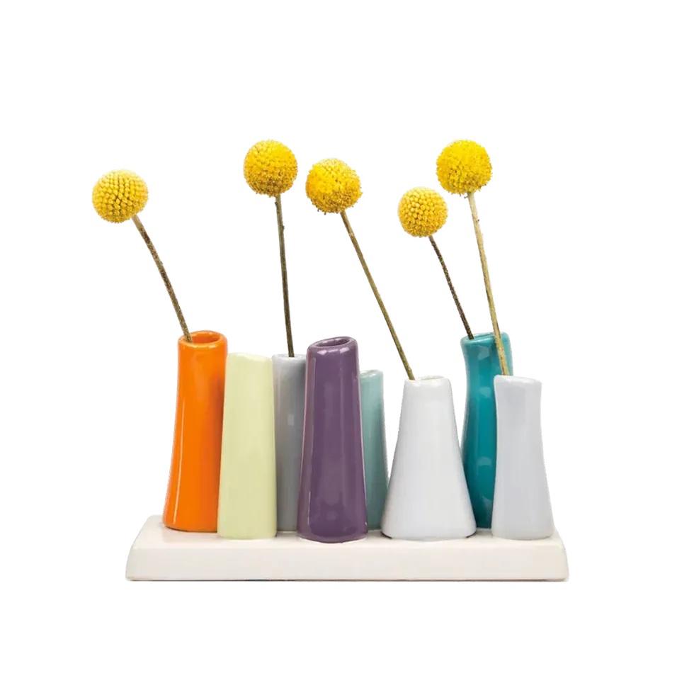 Chive Home Decor - Home Accent Pooley 8 Tube Vase Orange Dahlia