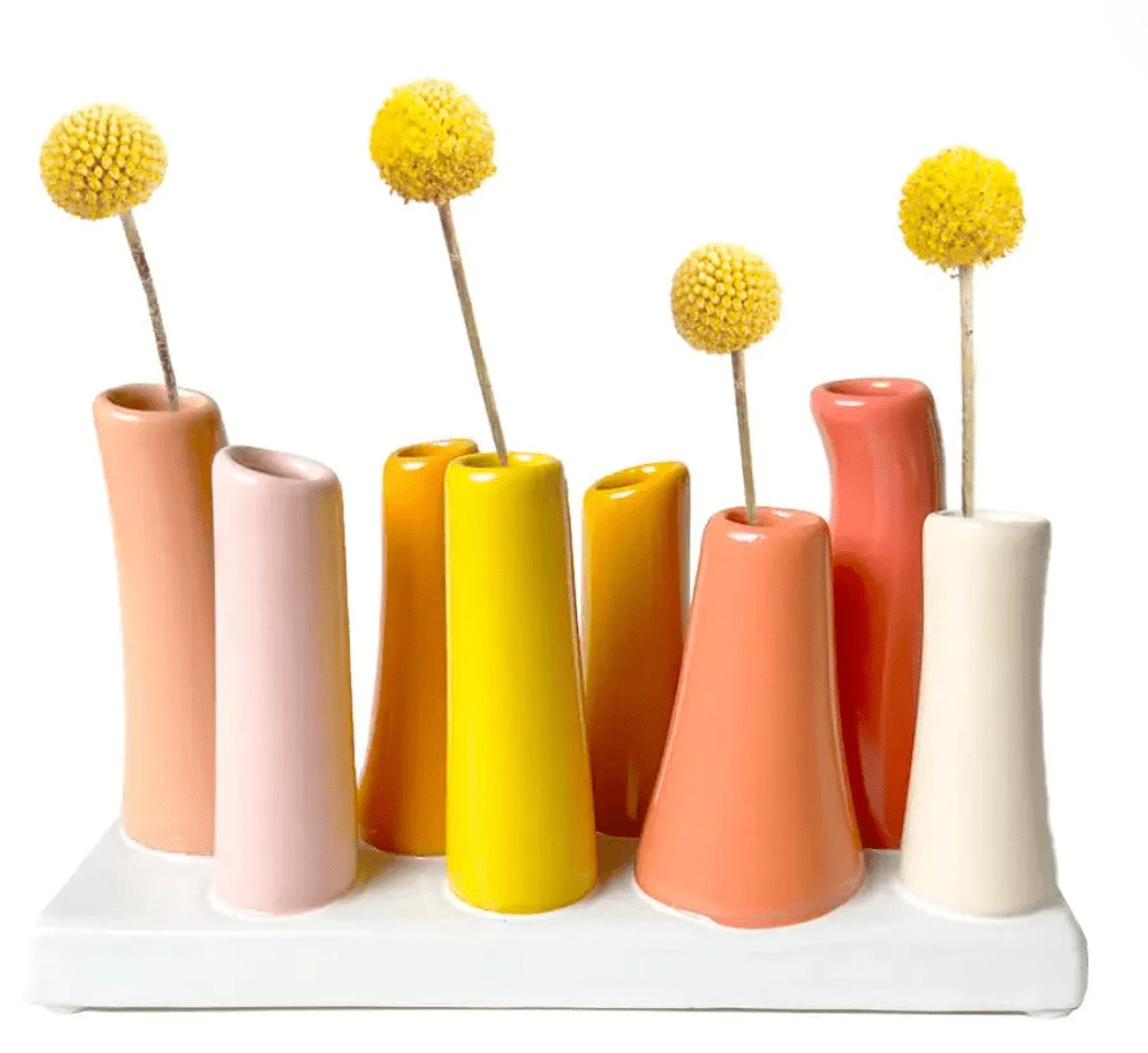 Chive Home Decor - Home Accent Pooley 8 Tube Vase Papaya