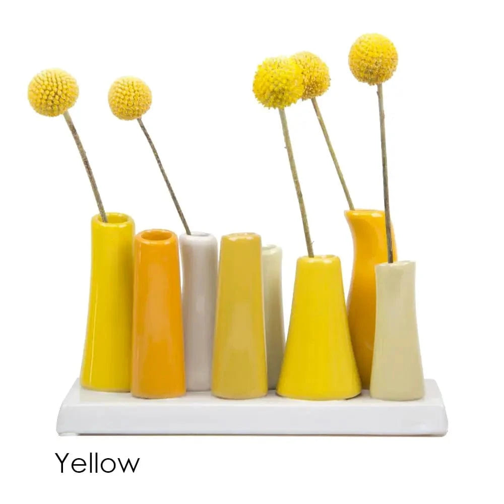 Chive Home Decor - Home Accent Pooley 8 Tube Vase Yellow