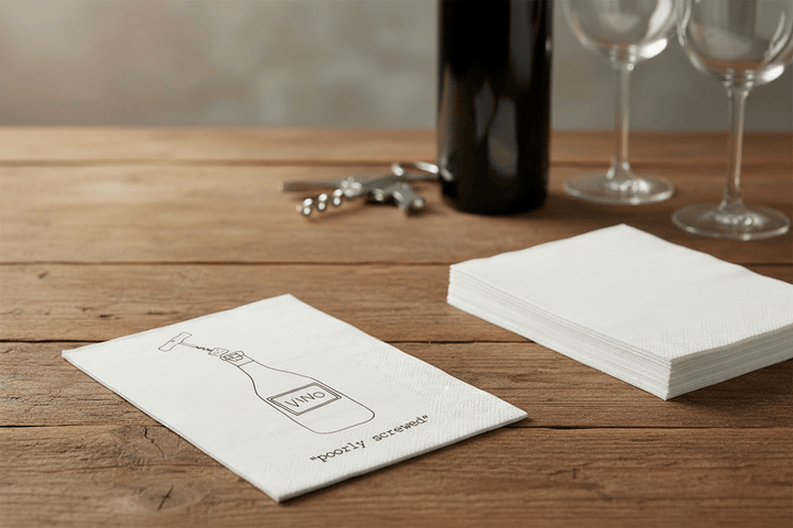 Cork Pops Cocktail Napkins "Poorly Screwed" Cocktail Napkins | Pack of 20 | Cork Pops