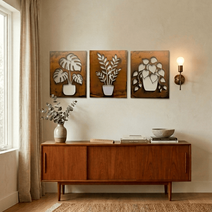 Prairie Dance Proudly Handmade in South Dakota, USA Pothos Plant Wall Art, Metal Wall Decor
