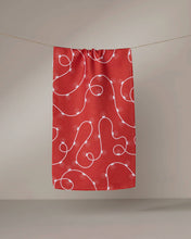 Load image into Gallery viewer, Geometry Red Holiday Lights Bar Towel
