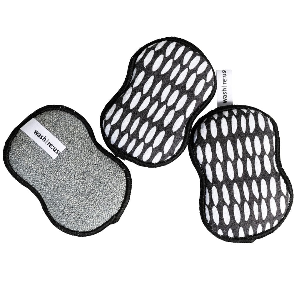 Once Again Home Reusable Scrubber Sponges Reusable Scrubber Sponges – Beans in Black – Set of 3