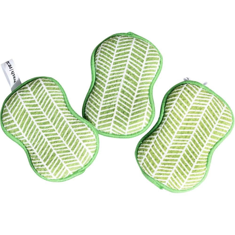 Once Again Home Reusable Scrubber Sponges Reusable Scrubber Sponges – Branches in Greenery – Set of 3