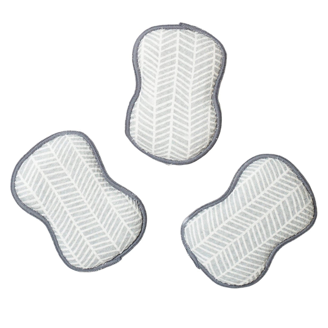 Once Again Home Reusable Scrubber Sponges Reusable Scrubber Sponges – Branches in Grey – Set of 3