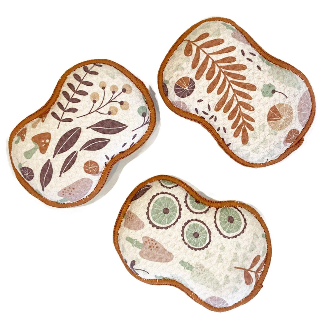 Once Again Home Reusable Scrubber Sponges Reusable Scrubber Sponges – Funghi – Set of 3