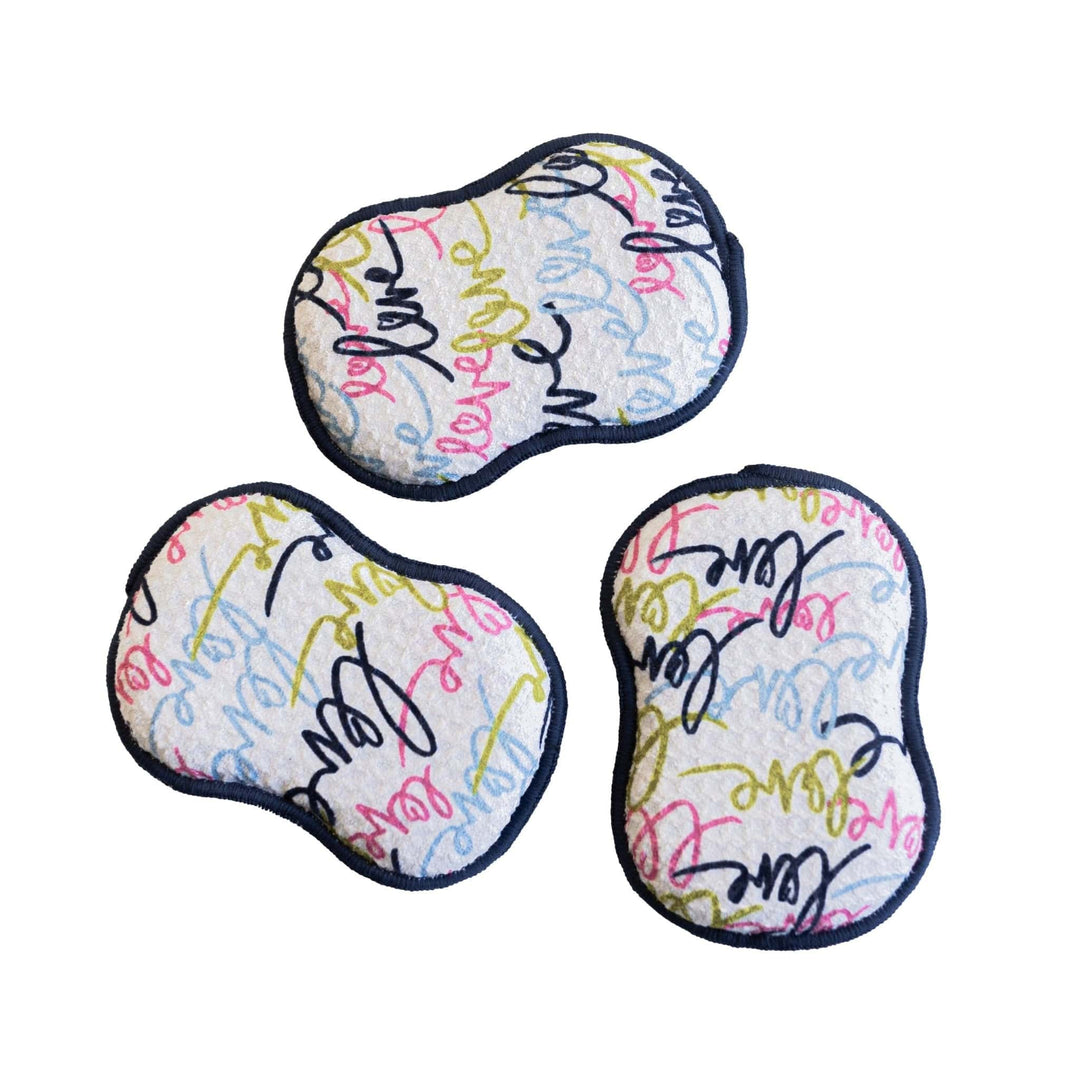 Once Again Home Reusable Scrubber Sponges Reusable Scrubber Sponges – Multi Love – Set of 3