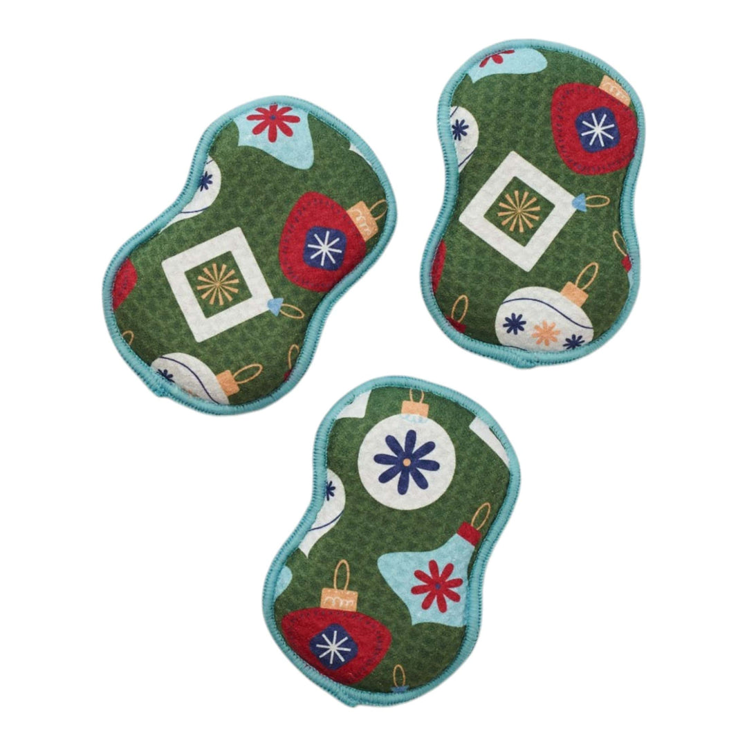 Once Again Home Reusable Scrubber Sponges Reusable Scrubber Sponges – Retro Ornaments – Set of 3