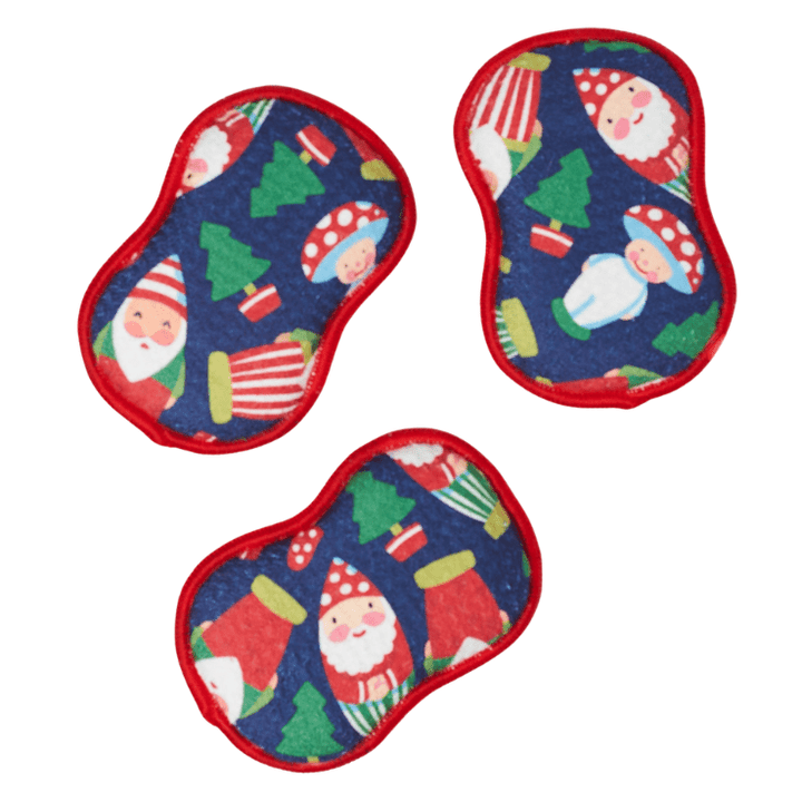 Once Again Home Reusable Scrubber Sponges Reusable Scrubber Sponges – Santa Gnome – Set of 3