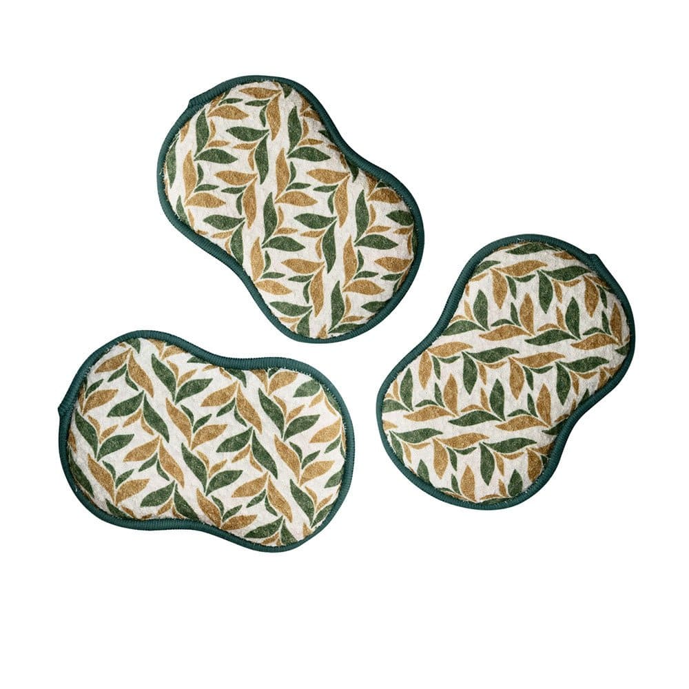 Once Again Home Reusable Scrubber Sponges Reusable Scrubber Sponges – Utopian Garden Green – Set of 3