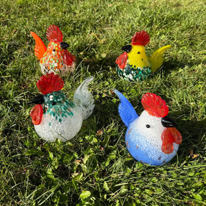 Apricot Mint Decor Rooster Art Glass, Handblown Glass Rooster