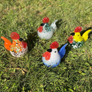 Apricot Mint Decor Rooster Art Glass, Handblown Glass Rooster