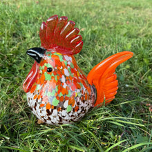 Load image into Gallery viewer, Apricot Mint Decor Orange Rooster Art Glass, Handblown Glass Rooster
