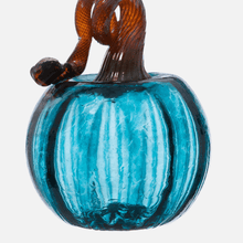 Load image into Gallery viewer, Kitras 3&quot; / Teal Round Glass Pumpkins
