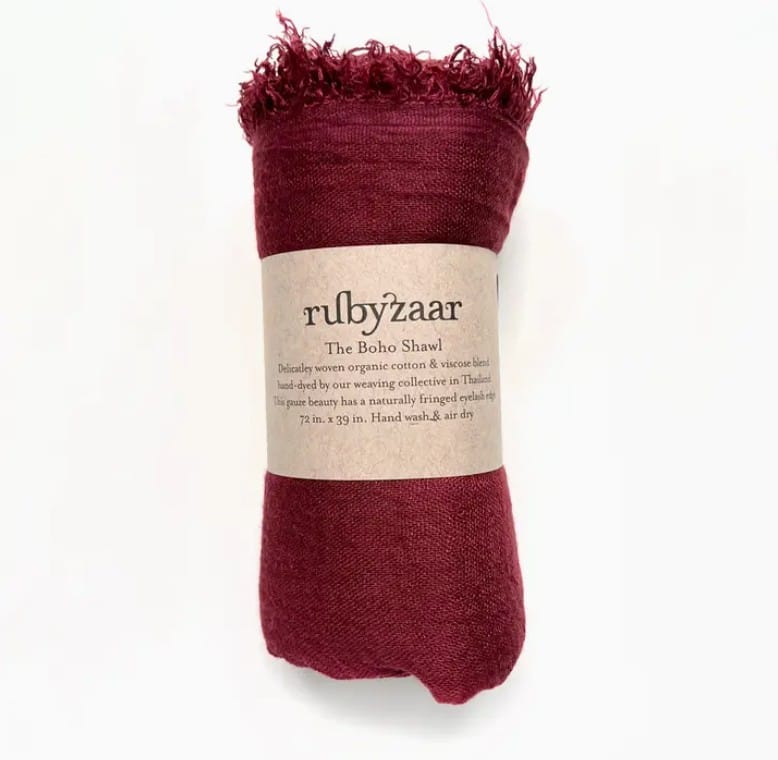 Rubyzaar RTW - Accessories Rubyzaar Boho Shawl - Oxblood