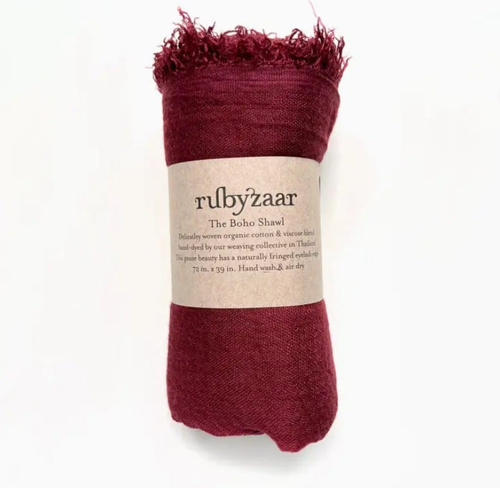 Rubyzaar RTW - Accessories Rubyzaar Boho Shawl - Oxblood