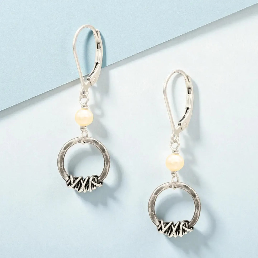 j and i jewelry Jewelry - Earrings Rustic Pearl Halo Earring