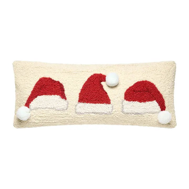 Peking Handicraft Pillow Santa Hat Trio Poms Pillow