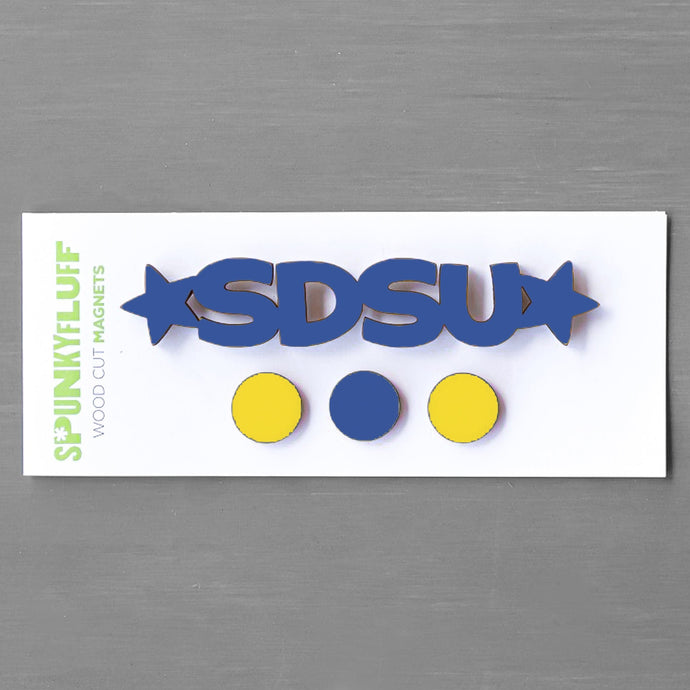 Spunky Fluff Proudly Handmade in South Dakota, USA Cobalt Tiny Word with Dots SDSU-Tiny Word Magnet Set