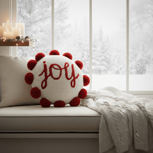 Load image into Gallery viewer, Peking Handicraft Pillow Shaped Joy w/Pom Pom Pillow
