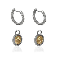 Load image into Gallery viewer, TAT2 Designs Jewelry - Earrings Silver Crystal Huggies w/Slide Dupre Coins
