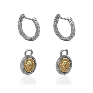 TAT2 Designs Jewelry - Earrings Silver Crystal Huggies w/Slide Dupre Coins