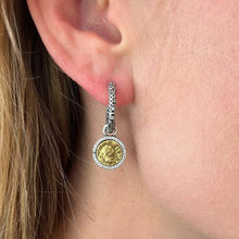 Load image into Gallery viewer, TAT2 Designs Jewelry - Earrings Silver Crystal Huggies w/Slide Dupre Coins
