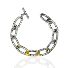 Load image into Gallery viewer, TAT2 Designs Jewelry - Bracelets Silver Two Tone Hammered Chain Bracelet
