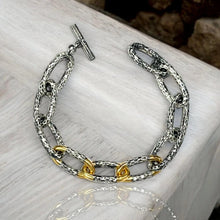 Load image into Gallery viewer, TAT2 Designs Jewelry - Bracelets Silver Two Tone Hammered Chain Bracelet

