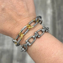 Load image into Gallery viewer, TAT2 Designs Jewelry - Bracelets Silver Two Tone Hammered Chain Bracelet

