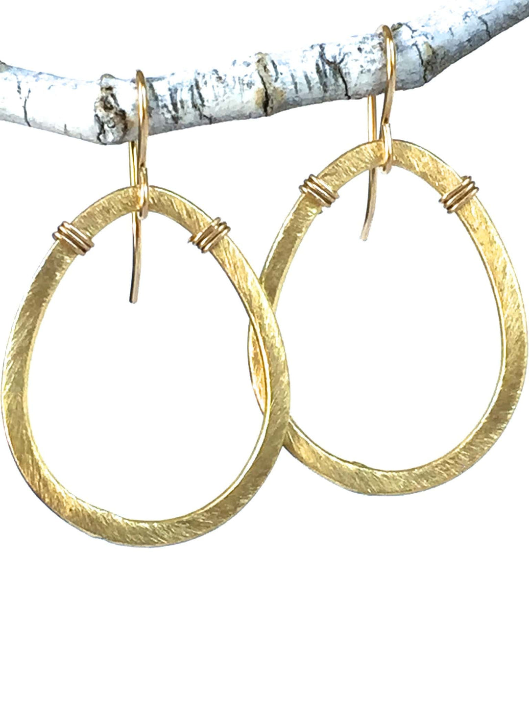 CV Designs Jewelry - Earrings Small Brushed Gold Teardrop Earrings