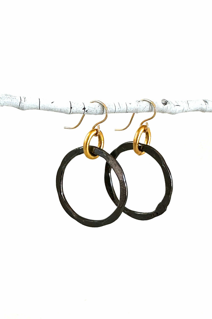 CV Designs Jewelry - Earrings Gunmetal Small Hammered Hoop Earrings
