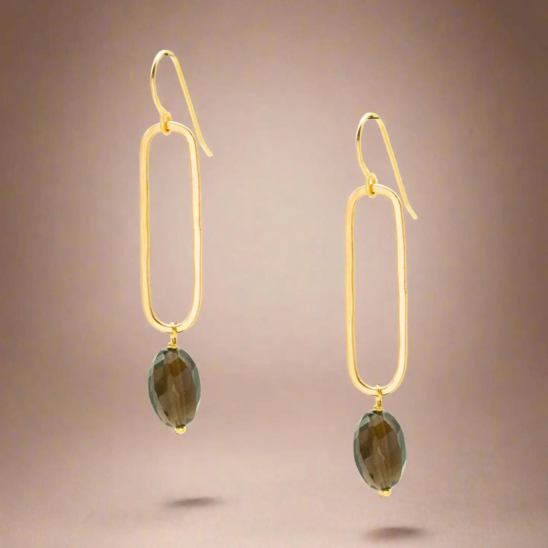 j and i jewelry Jewelry - Earrings Smoky Quartz Oval Drop Earrings