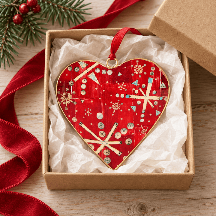 Demdaco Christmas Ornament Snowflake Metal Heart Ornament