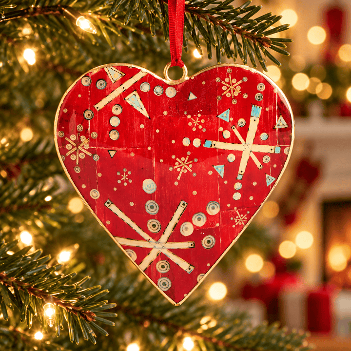 Demdaco Christmas Ornament Snowflake Metal Heart Ornament