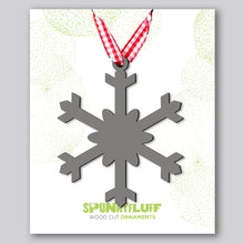 Load image into Gallery viewer, Spunky Fluff Proudly handmade in South Dakota, USA Charcoal Gray Snowflake Ornament &quot;Chill&quot;
