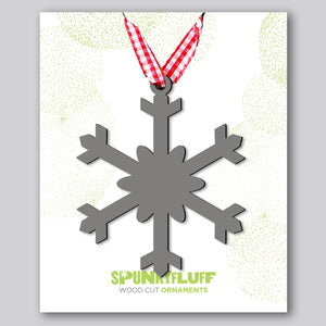 Spunky Fluff Proudly handmade in South Dakota, USA Charcoal Gray Snowflake Ornament "Chill"