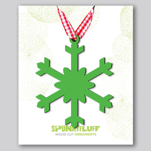Spunky Fluff Proudly handmade in South Dakota, USA Grass Green Snowflake Ornament "Chill"